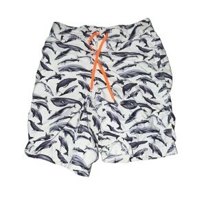 Kid's Crewcuts Whale Print Swimsuit Board Shorts